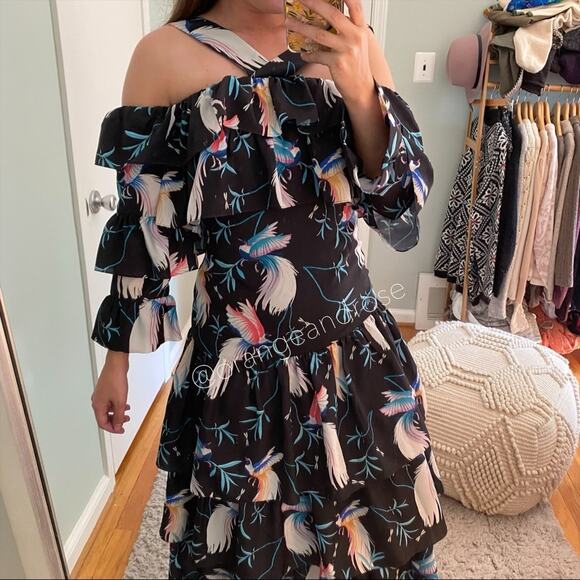 Borgo De Nor Sandra Tiered Bird Midi Dress 6 - Picture 7 of 16